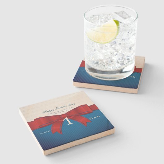 Papa nummer één in mijn wereld personaliseren stenen onderzetter (Zijkant)