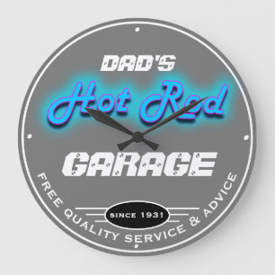 Papa of een andere naam Garage Grey Faux Neon Kijk Grote Klok