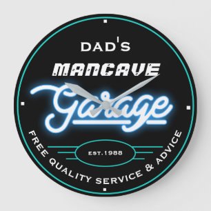 Papa of een andere naam Mancave Garage Blauwgroen  Grote Klok