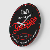 Papa of elke naam Garage Red en White Retro Grote Klok (Hoek)
