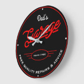 Papa of enige naam Garage Retro Red en Slogan Grote Klok (Hoek)