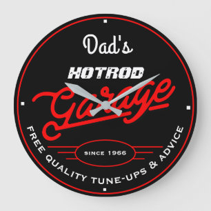 Papa of enige naam Hotrod Garage Red Retro Grote Klok