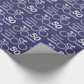 Papa of naam fietser blauw 50e verjaardagsrap cadeaupapier (Hoek)