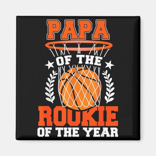 Papa Of Rookie 1st Basketball Bday Theme Matching  Magneet (Voorkant)