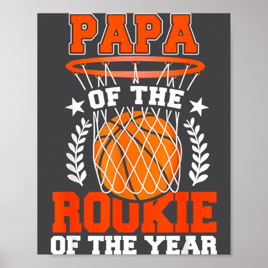 Papa Of Rookie 1st Basketball Bday Theme Matching  Poster (Voorkant)