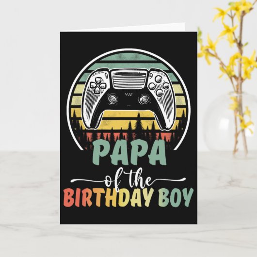 Papa Of The Birthday Boy Video Gamer Matching Fami Kaart (Gele Bloem)