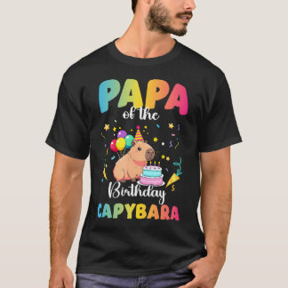 Papa Of The Birthday Girl Capybara Bday Party T-shirt
