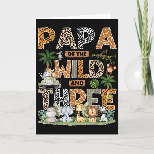 Papa Of The Wild & Three Zoo 3e verjaardag Safa Kaart (Voorkant)