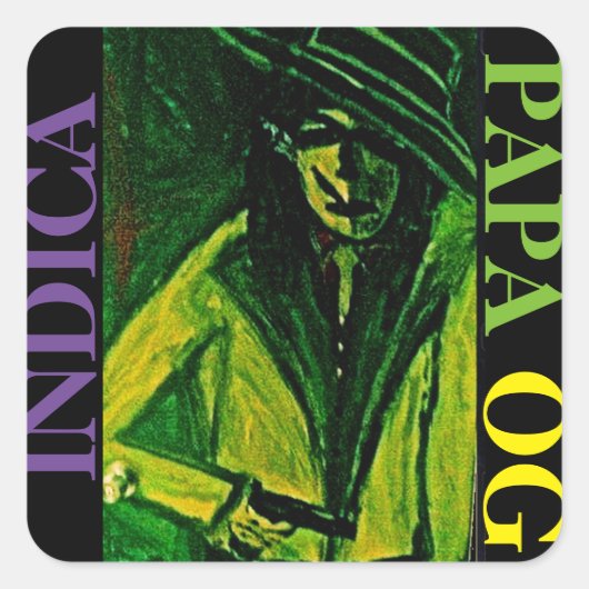 PAPA OG INDICA VIERKANTE STICKER (Voorkant)