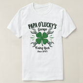 Papa O'Lucky's Garage Irish Shamrock Auto Reparati T-shirt