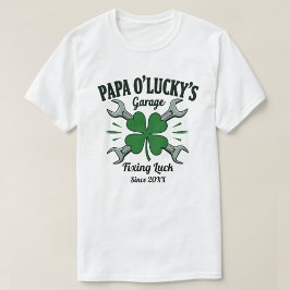 Papa O'Lucky's Garage Irish Shamrock Auto Reparati T-shirt