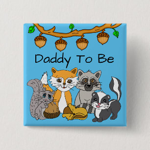 Papa om Baby shower bos bos te worden Vierkante Button 5,1 Cm