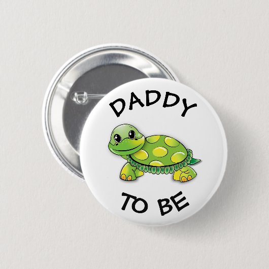 Papa om Baby shower Button Turtle thema (Voorkant /achterkant)