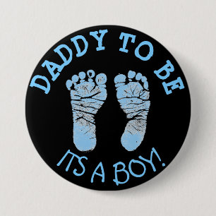Papa om Baby shower Button zwart en blauw te zijn