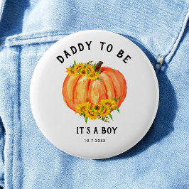 Papa om Baby shower Oranje pompoenButton te worden Ronde Button 5,7 Cm