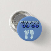 Papa om Baby voetafdruk blauw Baby shower Button t (Voorkant /achterkant)