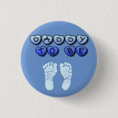 Papa om Baby voetafdruk blauw Baby shower Button t (Voorkant)