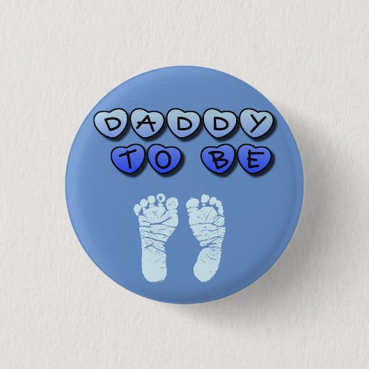 Papa om Baby voetafdruk blauw Baby shower Button t (Voorkant)
