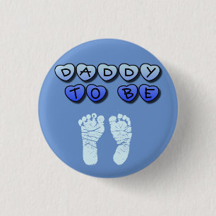 Papa om Baby voetafdruk blauw Baby shower Button t