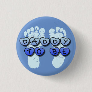 Papa om Baby voetafdruk blauw Baby shower Button t