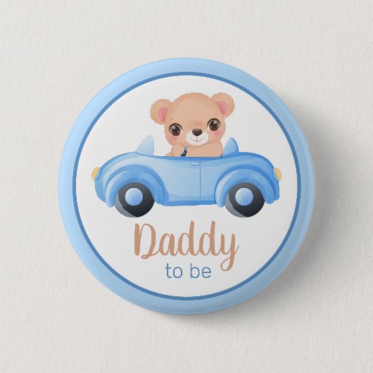 Papa om Beer Boy Baby shower Button (Voorkant)