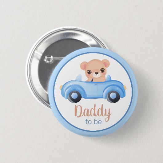 Papa om Beer Boy Baby shower Button (Voorkant /achterkant)