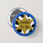 Papa om Blauw Bandanna Baby shower Button (Voorkant /achterkant)
