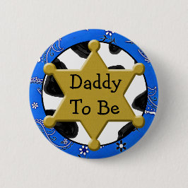 Papa om Blauw Bandanna Baby shower Button