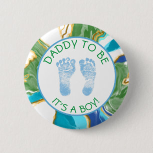 Papa om Blauw en Groene Baby shower Button te zijn