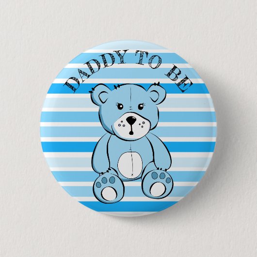 Papa om Blue Teddy Bear Baby shower Button te zijn (Voorkant)