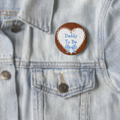 Papa om bruin en blauw Baby shower Button te worde (In situ)