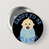 Papa om de blauwe Button van Baby Boy Baby shower  (Voorkant /achterkant)