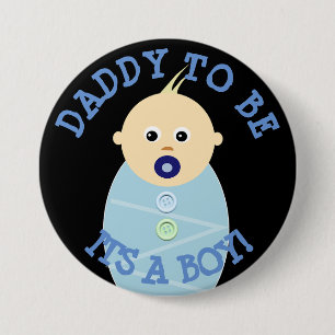 Papa om de blauwe Button van Baby Boy Baby shower 