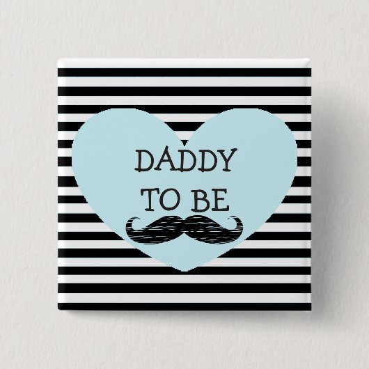 Papa om de Zwarte Gestreepte Vierkante Button van (Voorkant)