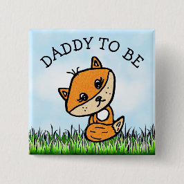 Papa om het Baby shower van Little Fox te worden Vierkante Button 5,1 Cm