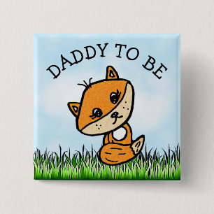Papa om het Baby shower van Little Fox te worden Vierkante Button 5,1 Cm