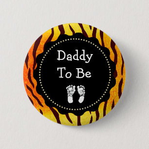 Papa om het Baby shower van Tiger te worden Ronde Button 5,7 Cm