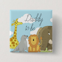 Papa om Oerwoud Dieren Baby shower Vierkante Button 5,1 Cm