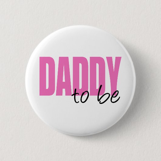 Papa om te worden (roze bloklettertype) ronde button 5,7 cm (Voorkant)
