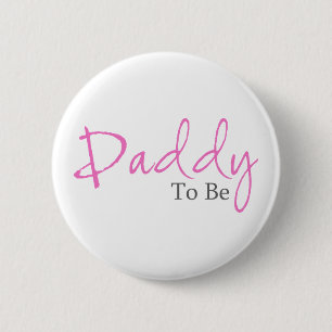 Papa om te worden (roze script) ronde button 5,7 cm