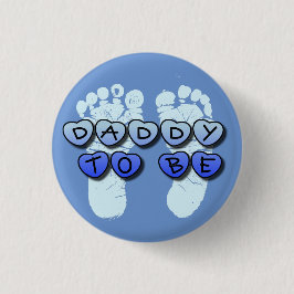 Papa om te zijn Baby Footprint Blue Baby shower Bu Ronde Button 3,2 Cm