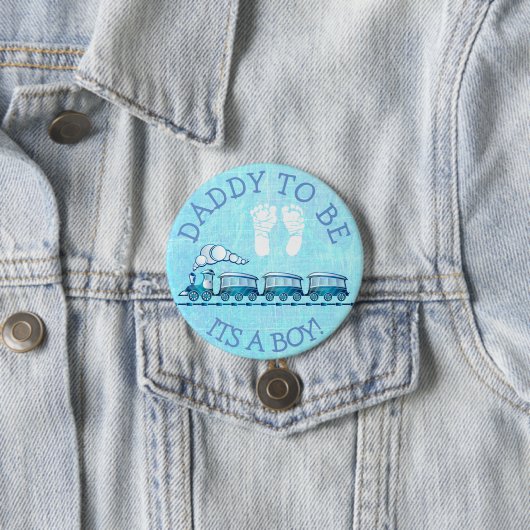 Papa om te zijn, Blue Train Baby shower Button (In situ)