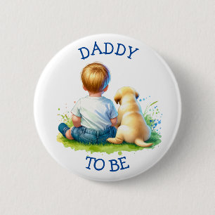 Papa om te zijn Een Baby en zijn Hond Baby showe Ronde Button 5,7 Cm