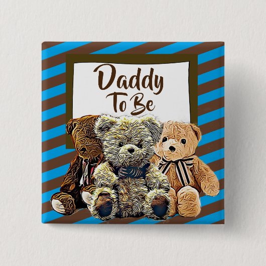 Papa om Teddy Bear Baby shower te worden Vierkante Button 5,1 Cm (Voorkant)