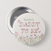 Papa om Wildflower Meisje Baby shower Button (Voorkant /achterkant)
