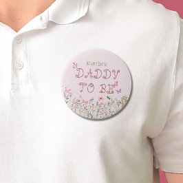 Papa om Wildflower Meisje Baby shower Button