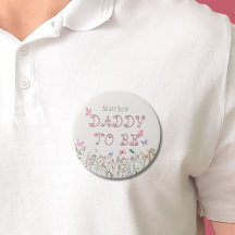 Papa om Wildflower Meisje Baby shower Button