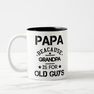 Papa Omdat Opa Is Voor Oude Mannen Vaderdag G Tweekleurige Koffiemok