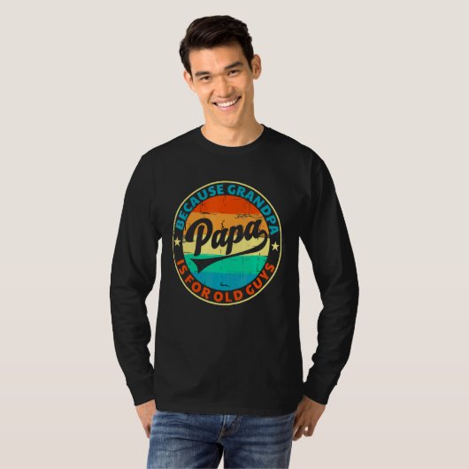 Papa omdat opa voor oude jongens  Retro is T-shirt (Voorkant volledig)