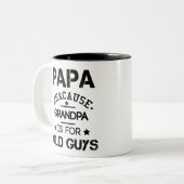 Papa omdat opa voor oude jongens vaderdag G Tweekleurige Koffiemok (Voorkant links)
